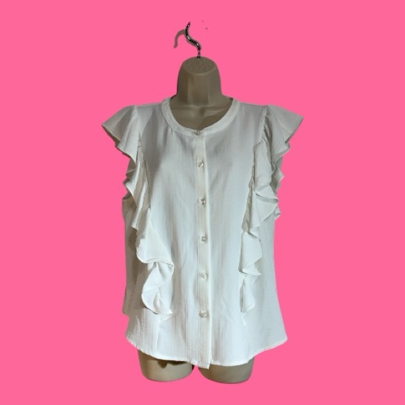 a new day Tops - A New Day Ruffle Sleeve Accent White Blouse Size XL